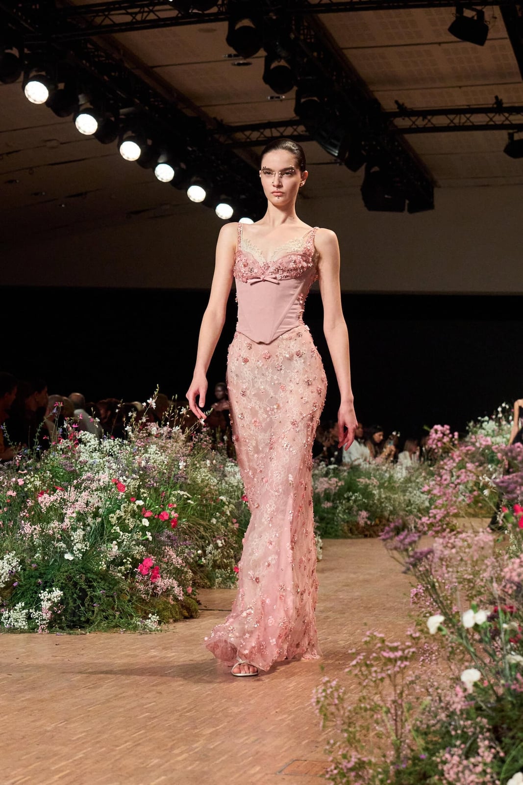 Pink Embellished Sheer Sheath Gown — Runway Dresses