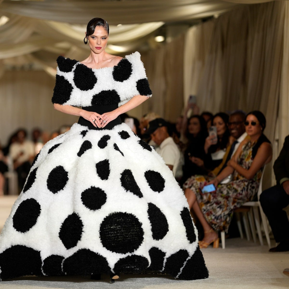 Black and White Polka Dot Voluminous Gown — Runway Dresses