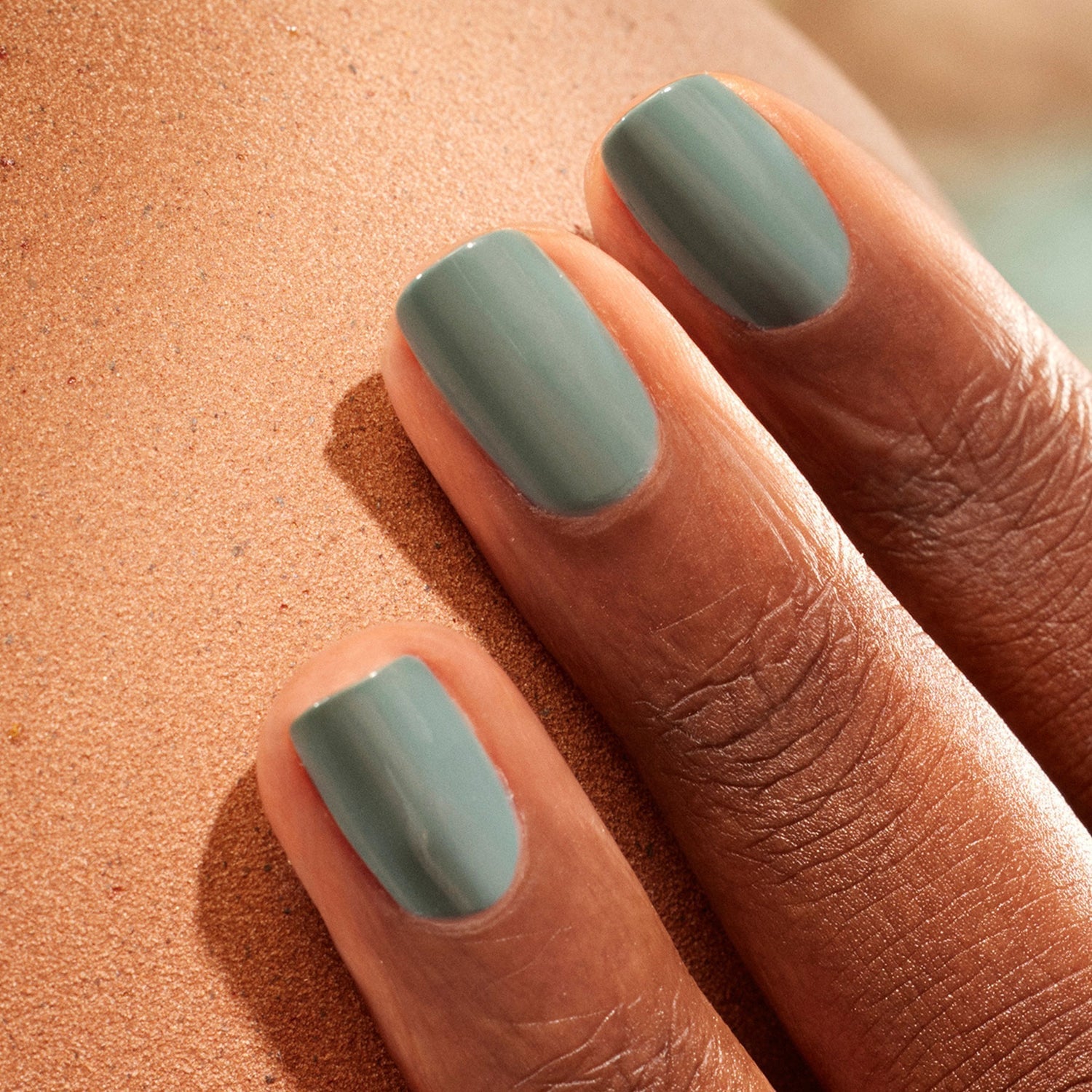 Short Oval Muted Sage Green Glossy Nails — Sage Nails