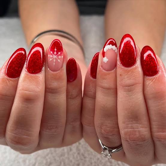 Medium Almond 3D Santa Hat — Santa Hat Nails