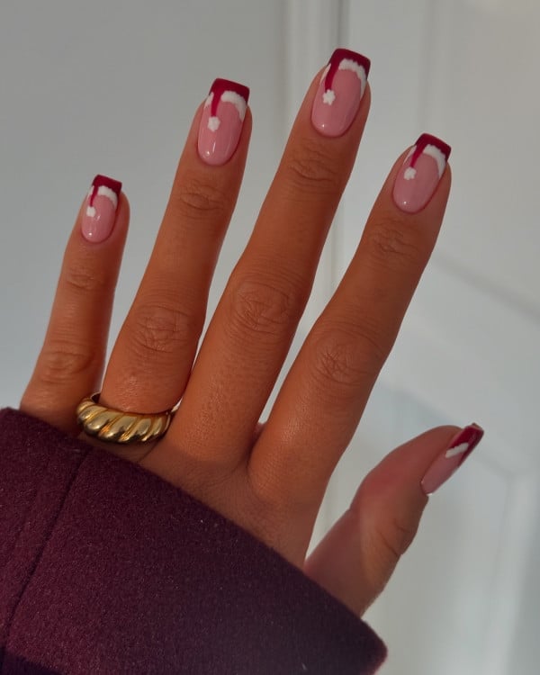 Square Red Santa Hat Tips — Santa Hat Nails