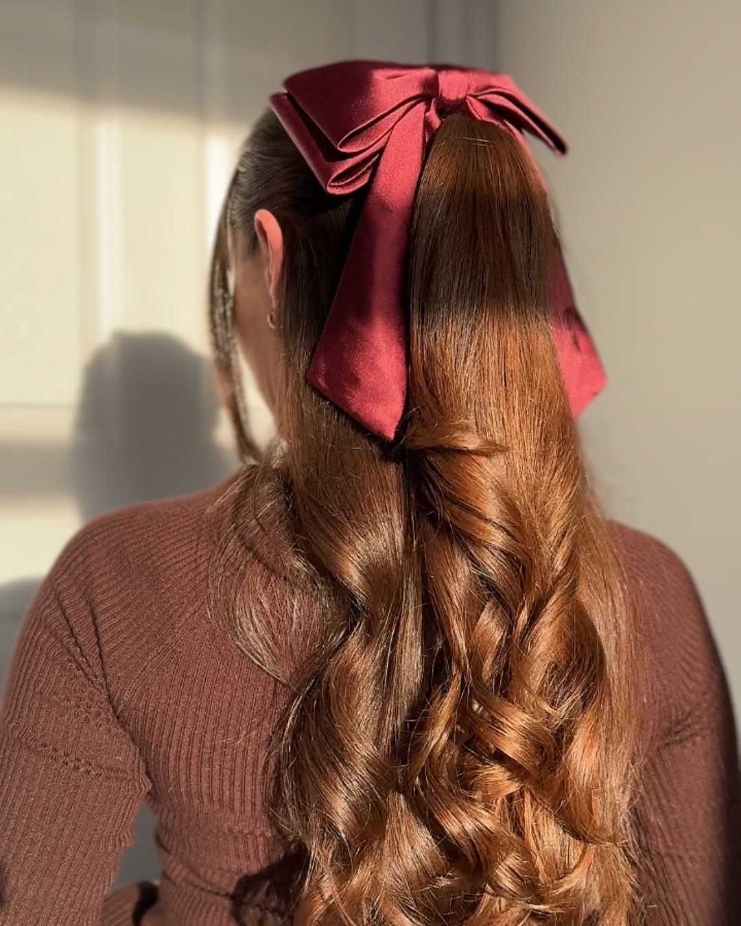 Satin Bow Half Up High Ponytail