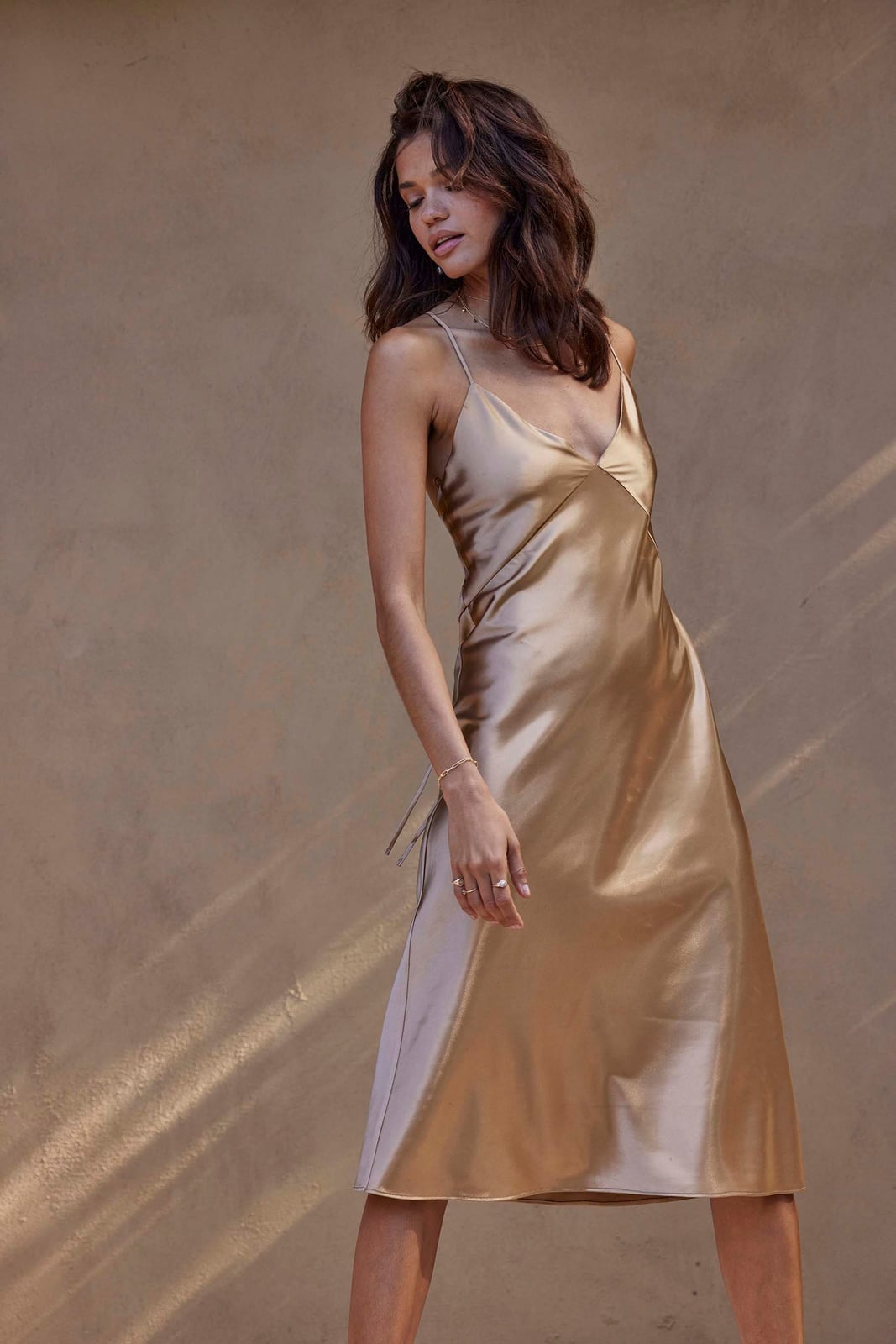 Gold Midi Slip Dress Gold Midi Slip Dress — Satin Dresses