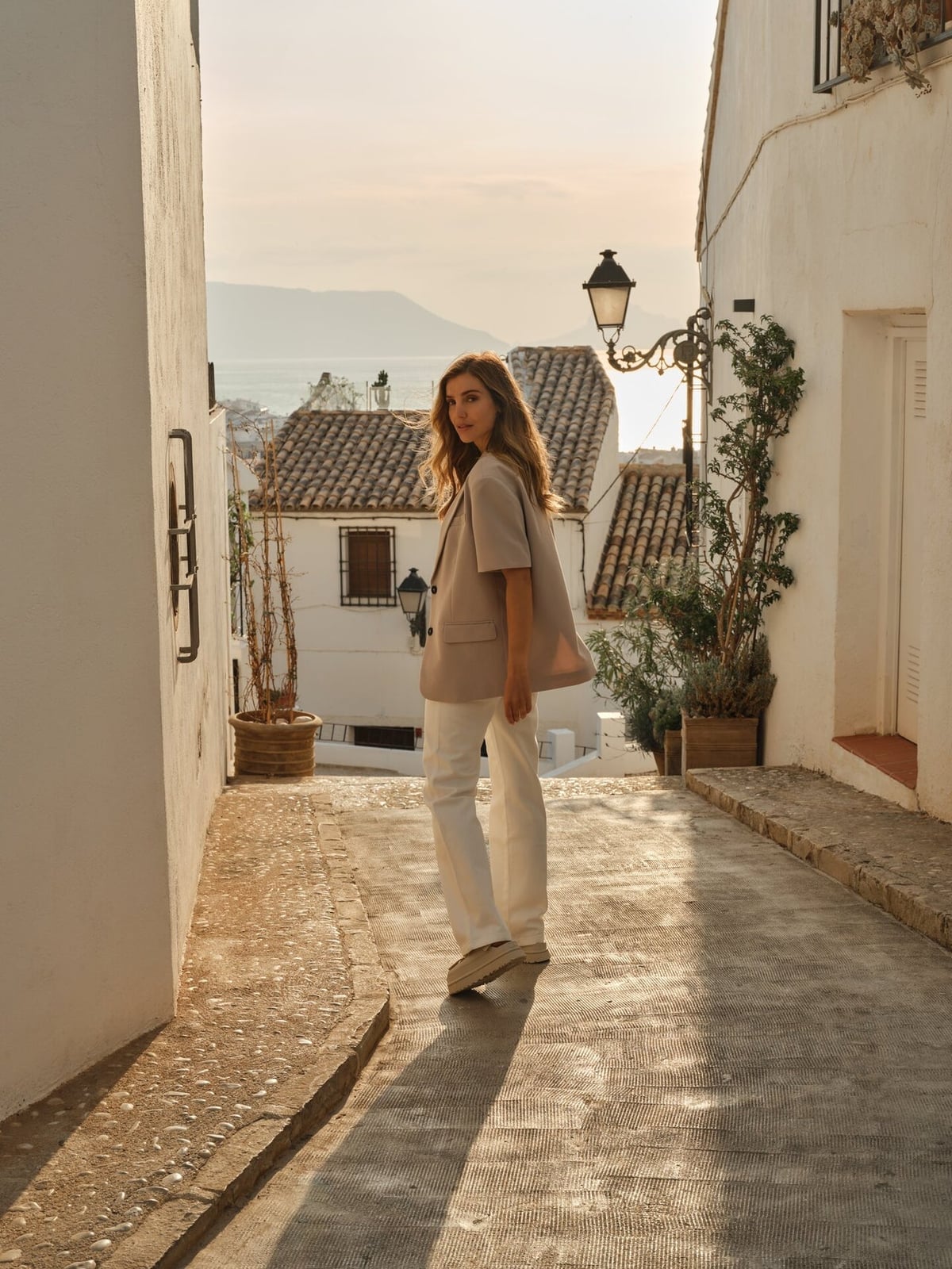 Beige Blazer With White Trousers — Scandinavian Style