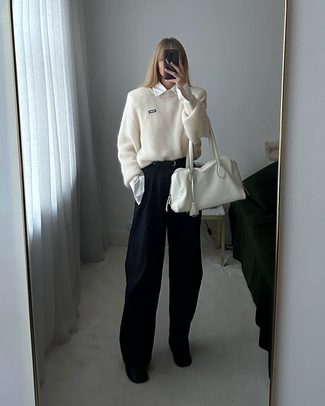 Cream Knit Sweater With Corduroy Trousers — Scandinavian Style