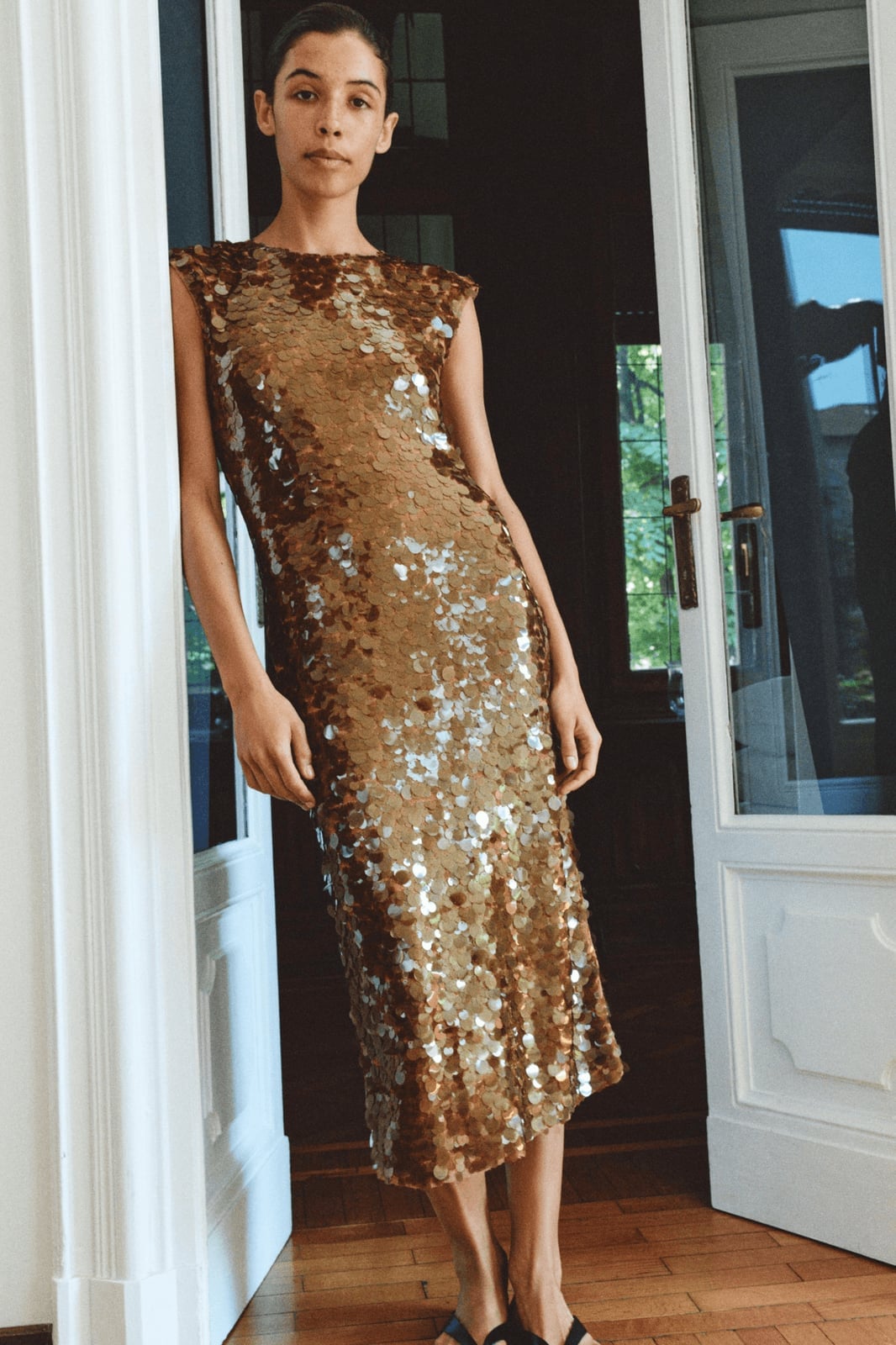 Gold and Silver Sequin Knee-Length Dress — Semi Formal Dresses