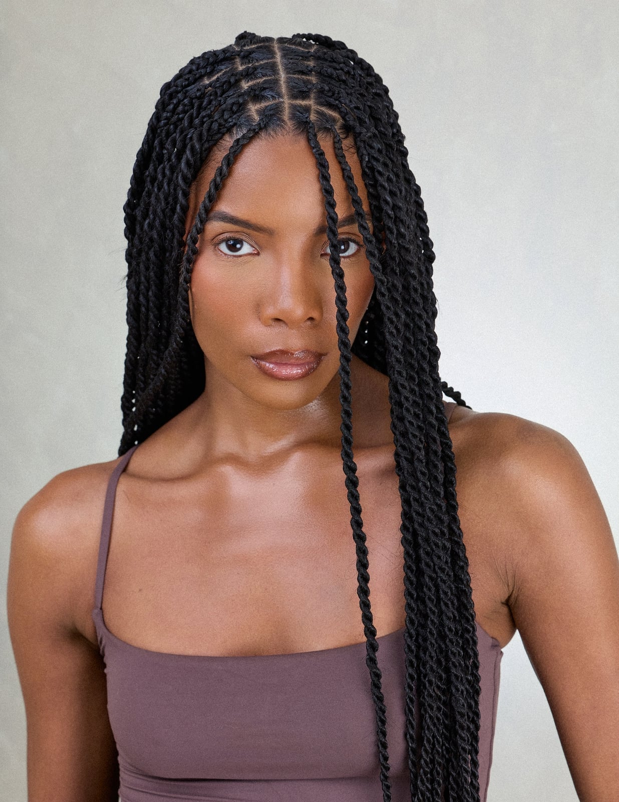 Mid-Back Length Black Senegalese Twists
