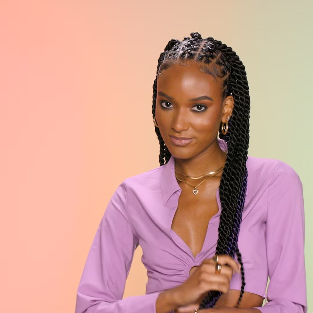 Cornrows to Black Twists With Purple Tips — Senegalese Twists