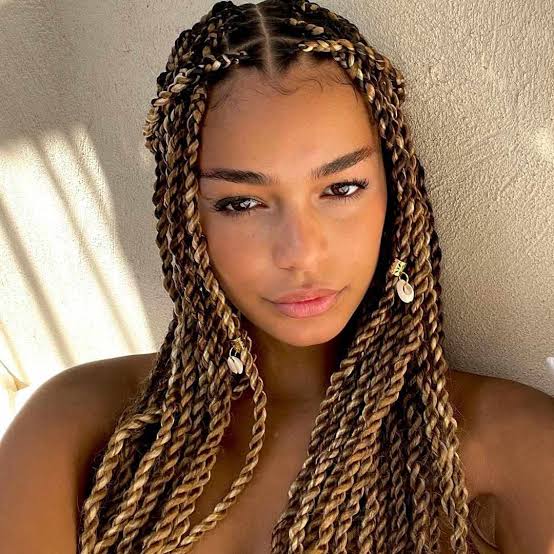 Honey Blonde to Light Brown Ombré Twists — Senegalese Twists