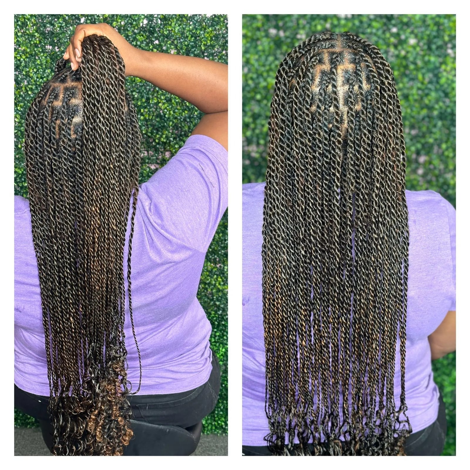 Mid-Back Twists With Blonde Highlights and Curly Ends — Senegalese Twists
