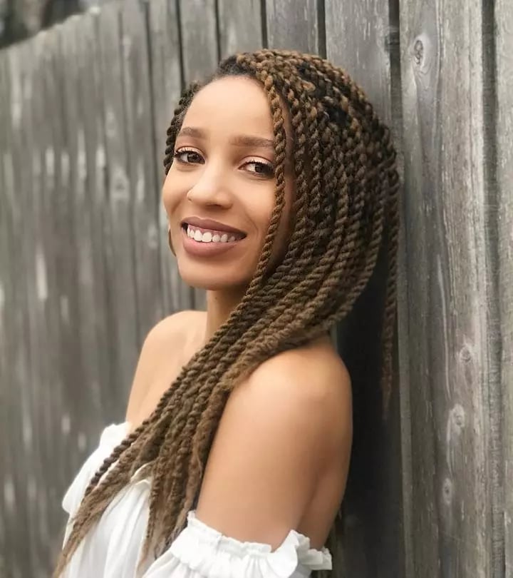 Shoulder Length Brown Twists With Highlights — Senegalese Twists