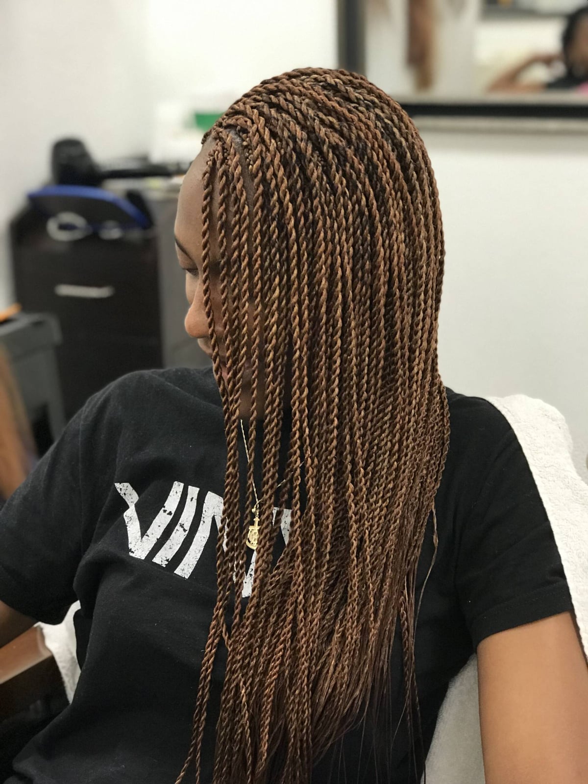Medium Brown Twists With Subtle Highlights — Senegalese Twists