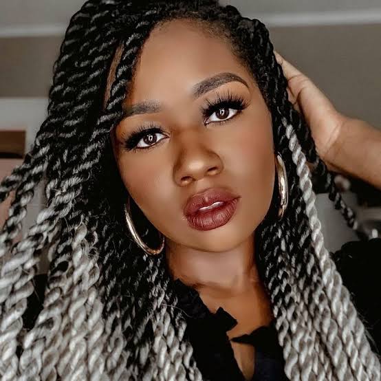 Collarbone Black and Gray Two-Tone Twists — Senegalese Twists