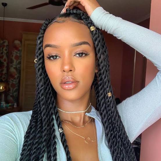 Loose Black Twists With Gold Cuffs — Senegalese Twists