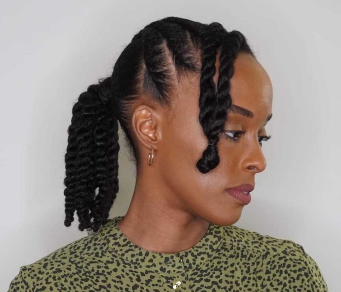 Two Large Twisted Black Pigtails — Senegalese Twists
