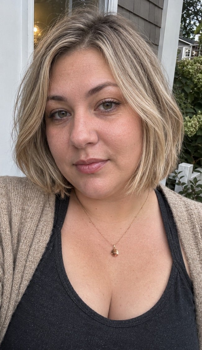 Chin Bob With Ash Blonde Shadow Root and Air Dried Chin Bob With Ash Blonde Shadow Root and Air Dried