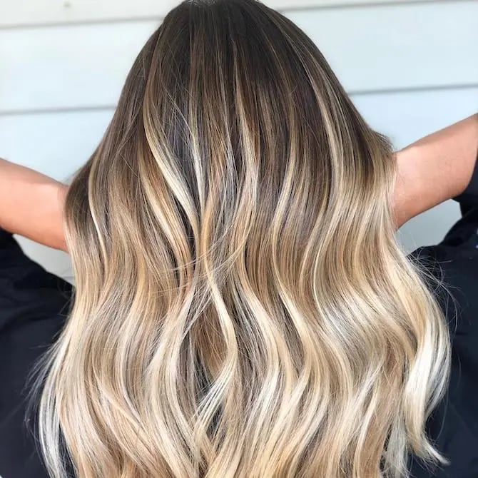 Mid-Back Layers With Dark Root Balayage Mid-Back Layers With Dark Root Balayage — Shadow Root