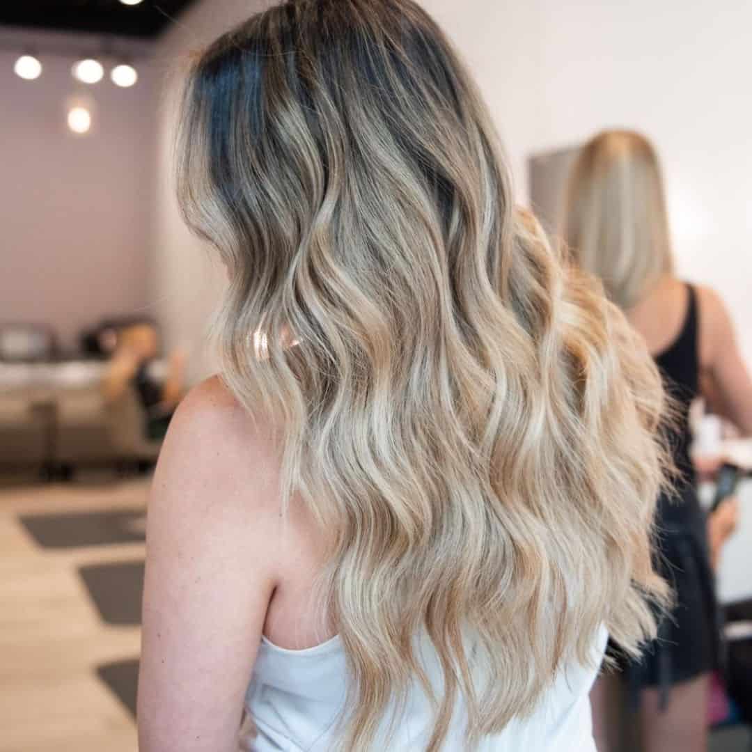 Mid-Back Layers With Blonde Balayage Shadow and Face Framing Mid-Back Layers With Blonde Balayage Shadow and Face Framing — Shadow Root