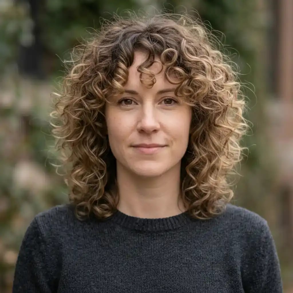 Honey Blonde Collarbone Curly Shag — Shag Haircut