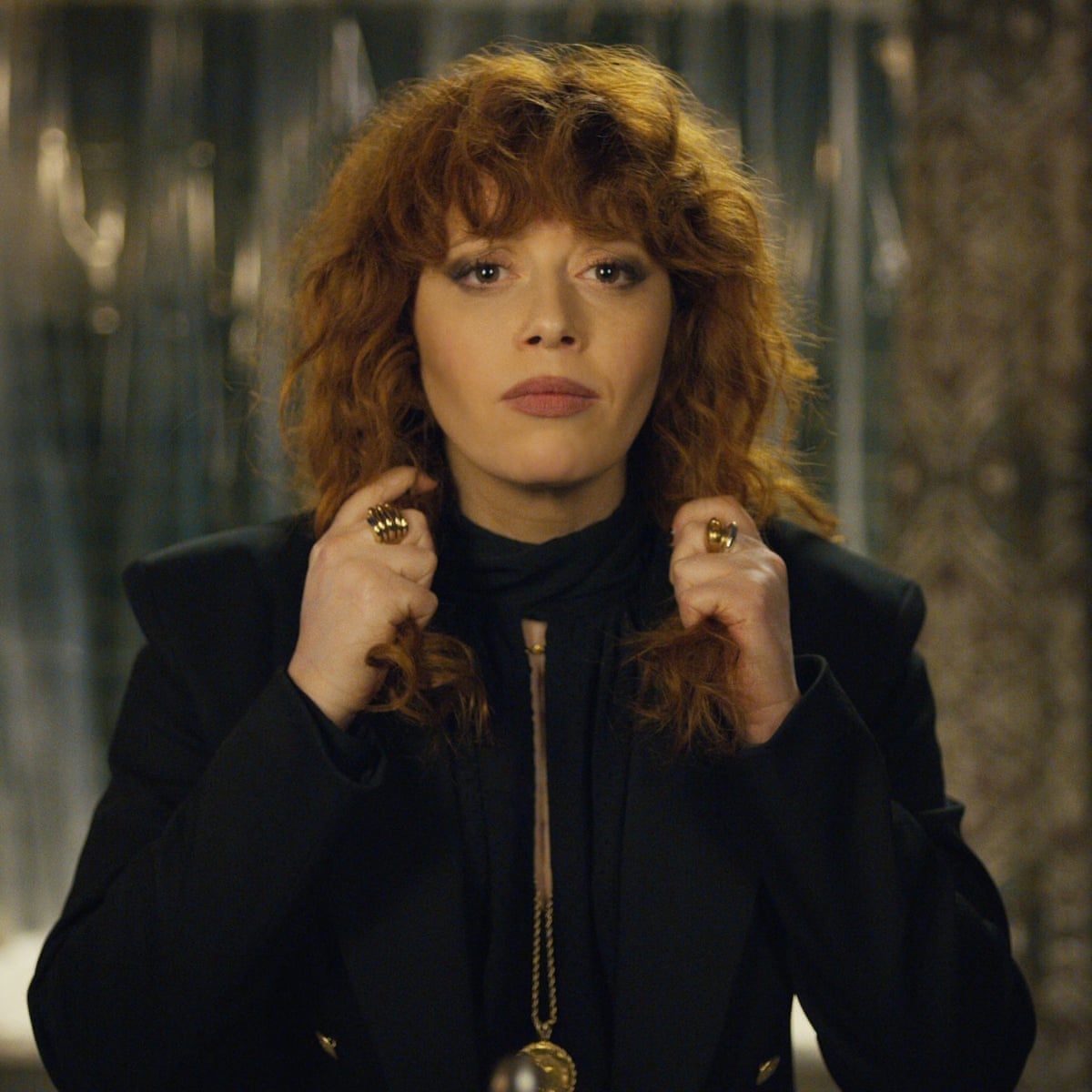 Shoulder Length Red Shag With Full Bangs — Shag Haircut