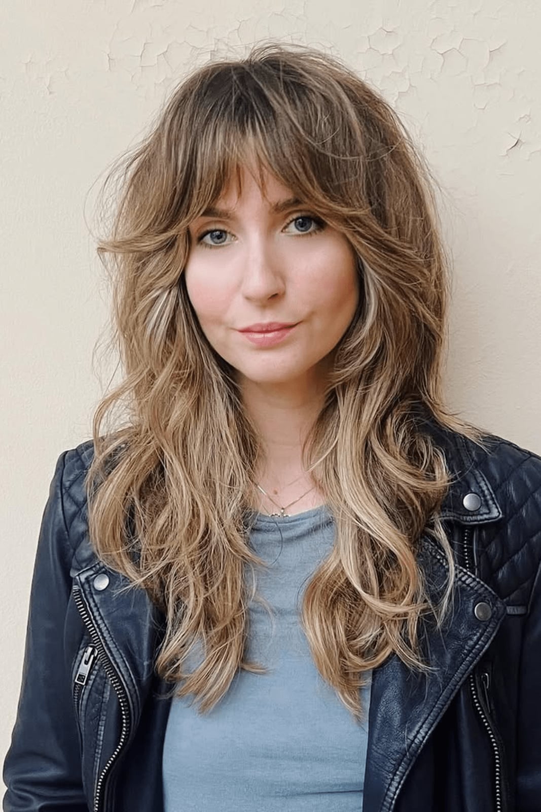 Collarbone Ash Blonde Shag With Curtain Bangs — Shag Haircut