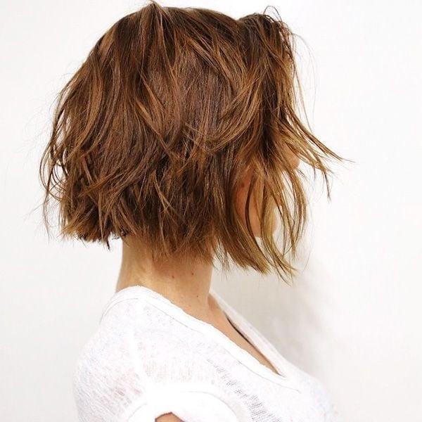 Back View Collarbone Shaggy Bob With Choppy Layers