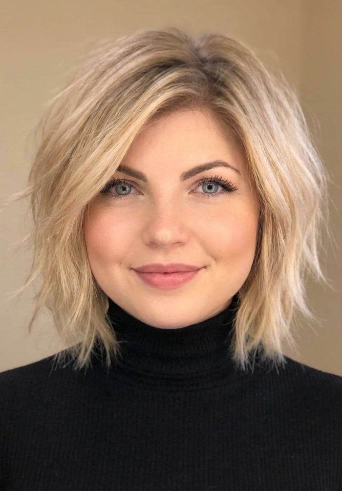 Collarbone Ash Blonde Shaggy Bob With Voluminous Waves