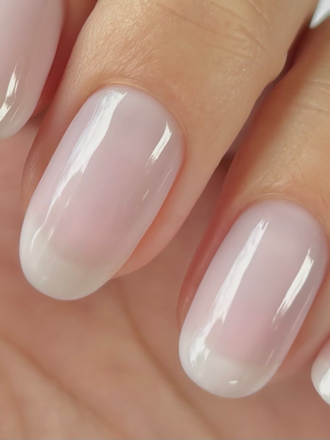 Sheer White Shimmer Oval Nails — Sheer Nails