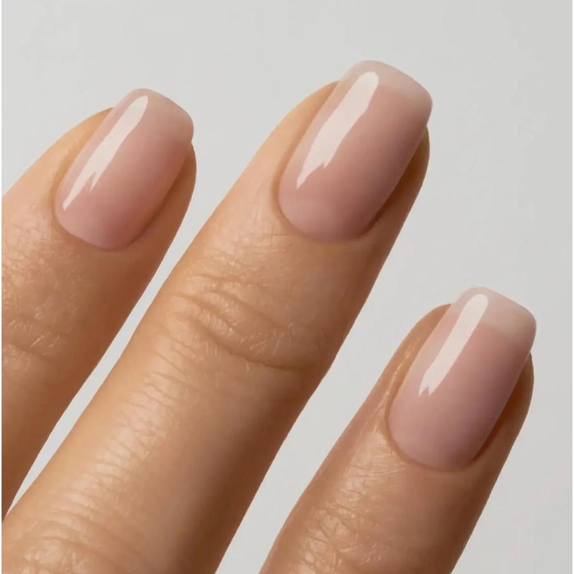 Pink Nude Sheer Soft Square Nails — Sheer Nails