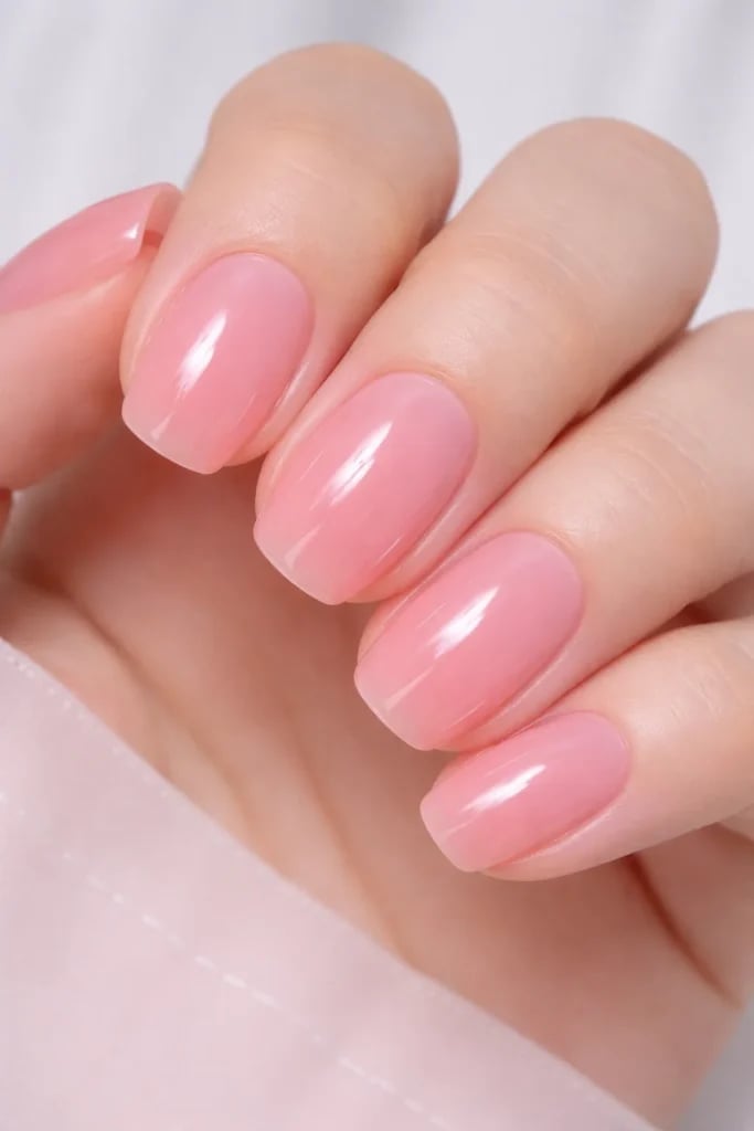 Short Oval Sheer Pink Nails — Sheer Nails