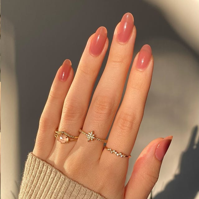 Dusty Rose Sheer Almond Nails — Sheer Nails