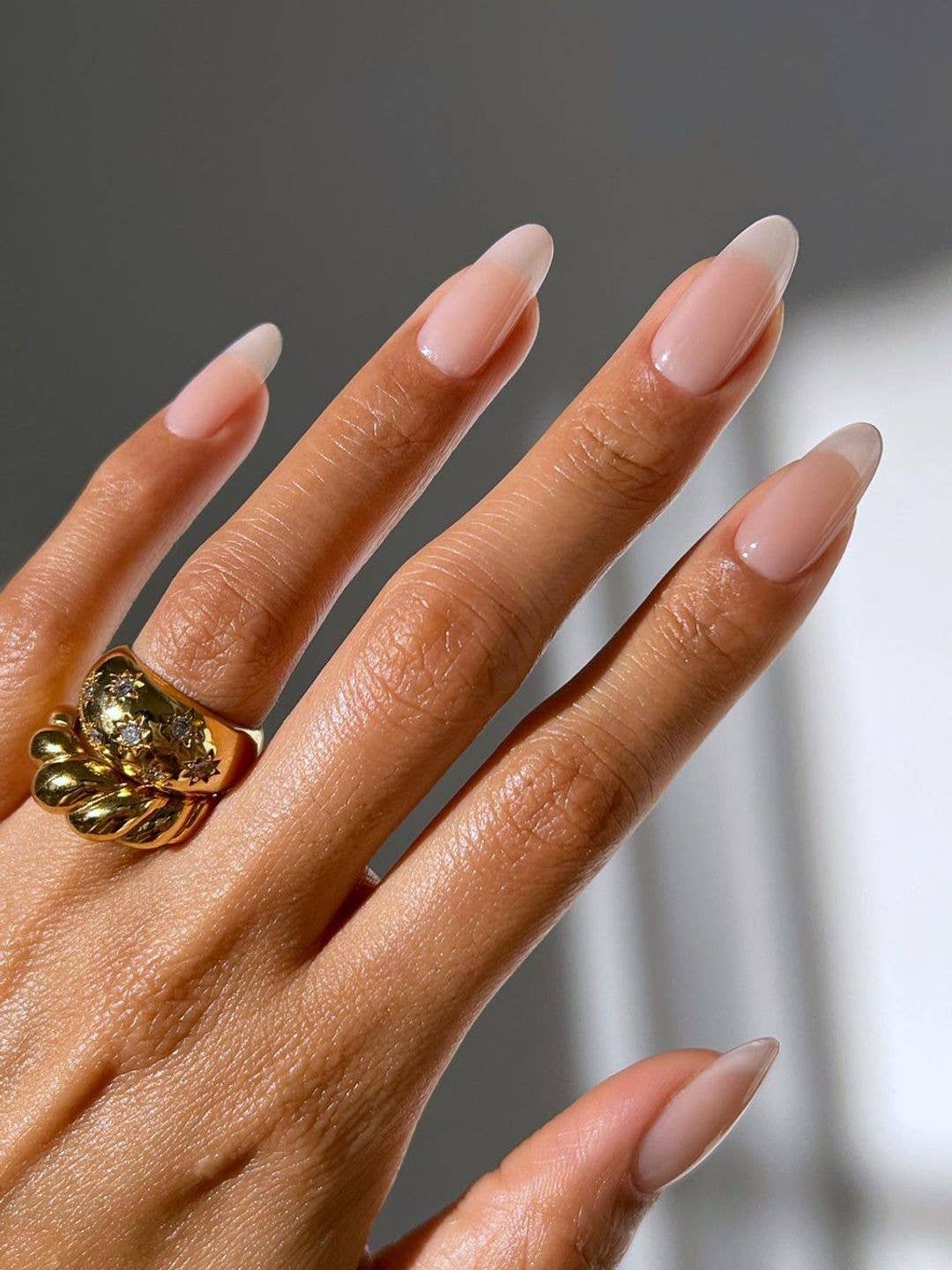 Sheer Nude Pink Jelly Long Almonds — Sheer Nails