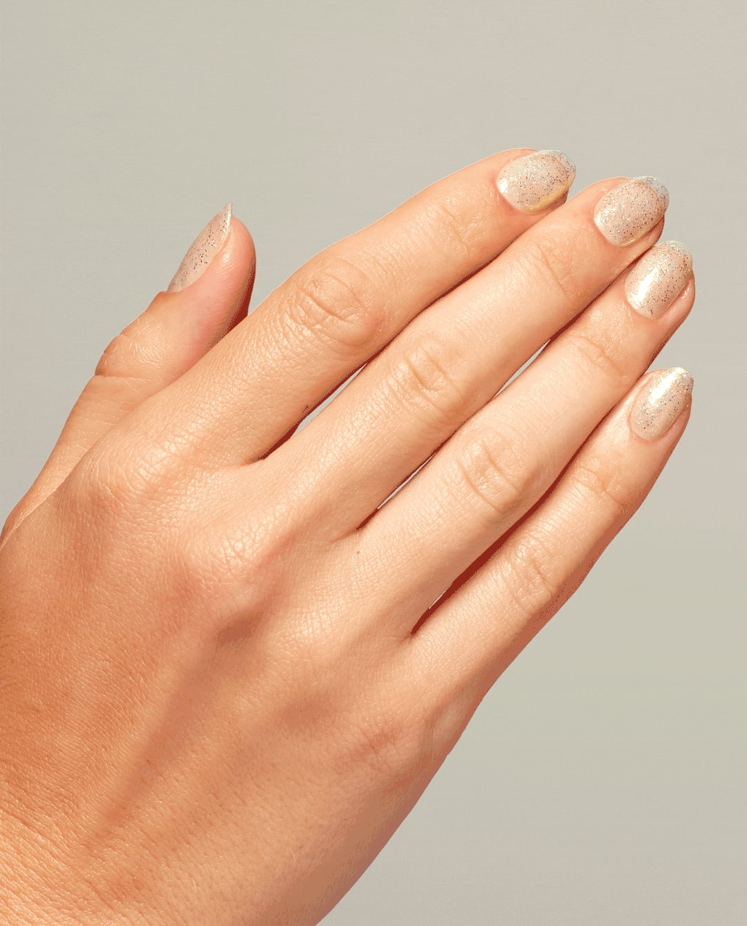 Light Beige Golden Shimmer Glossy With мягкий квадрат — Shimmer Nails