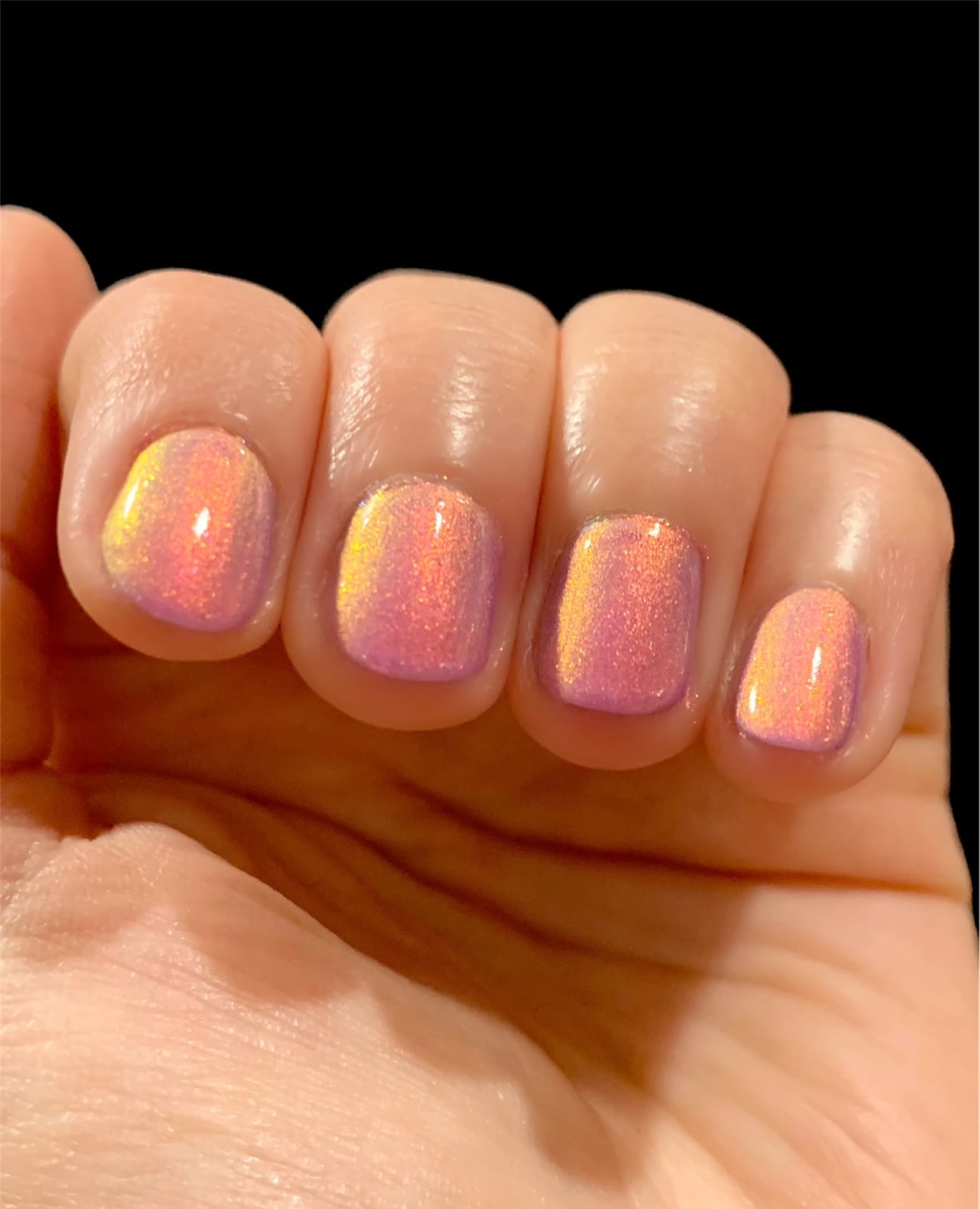 Color-Shifting Pink Orange Yellow Shimmer — Shimmer Nails