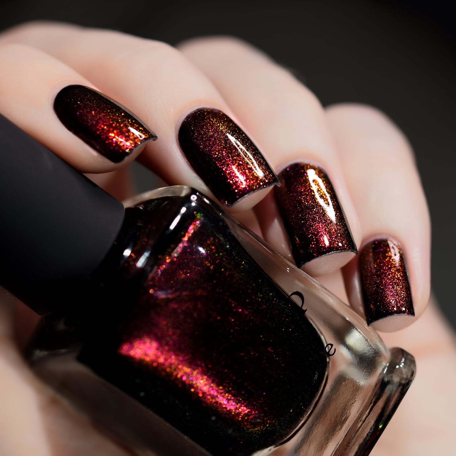 Dark Red Gold Shimmer Glossy — Shimmer Nails