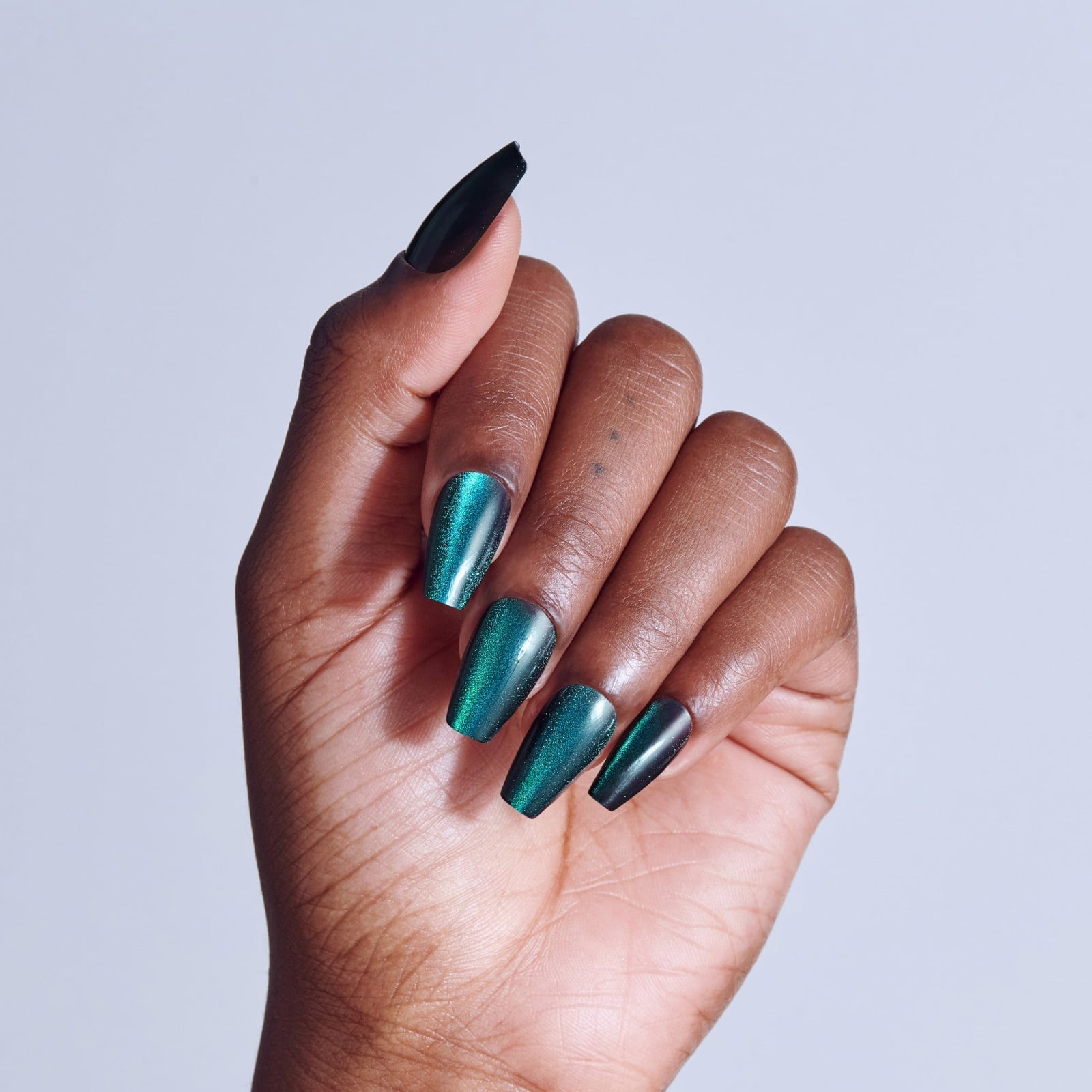 Deep Teal Cat Eye Shimmer — Shimmer Nails