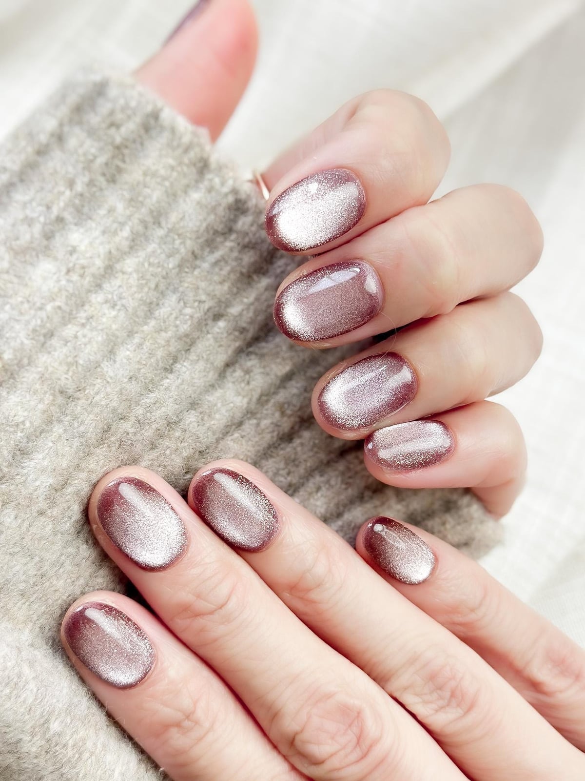 Rose Gold Silver Cat Eye Shimmer — Shimmer Nails
