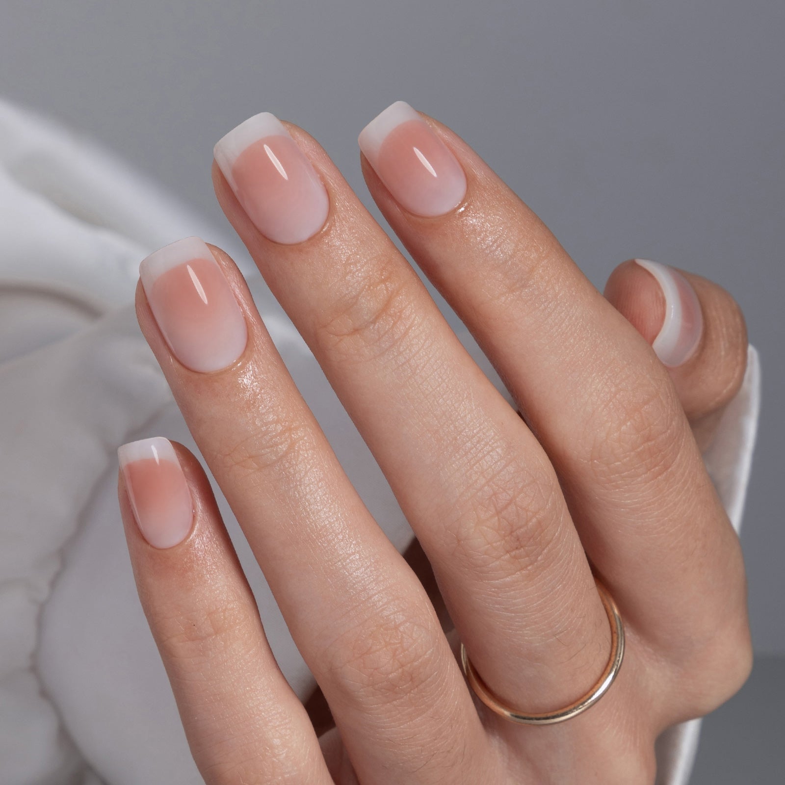 Modern Milky Gradient French Short Square Nails Modern Milky Gradient French Short Square Nails — Short Acrylic Nails