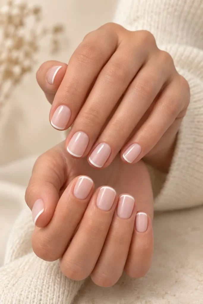 Clean Thin Tip Short Square French Nails Clean Thin Tip Short Square French Nails — Short Acrylic Nails
