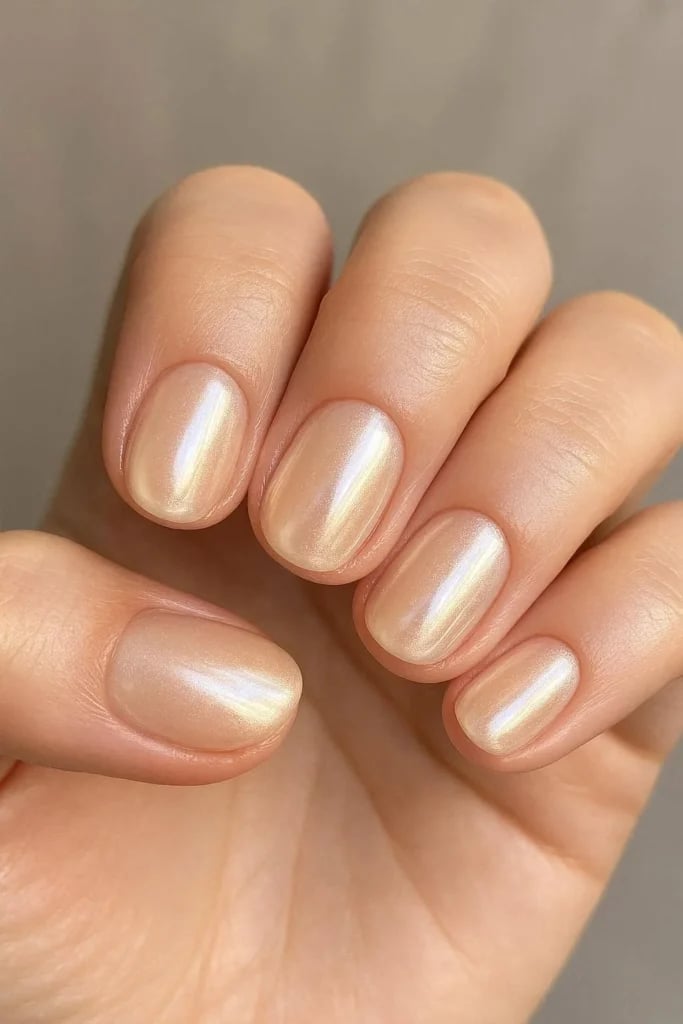 Pearlescent Shimmer Short Oval Nails Pearlescent Shimmer Short Oval Nails — Short Acrylic Nails