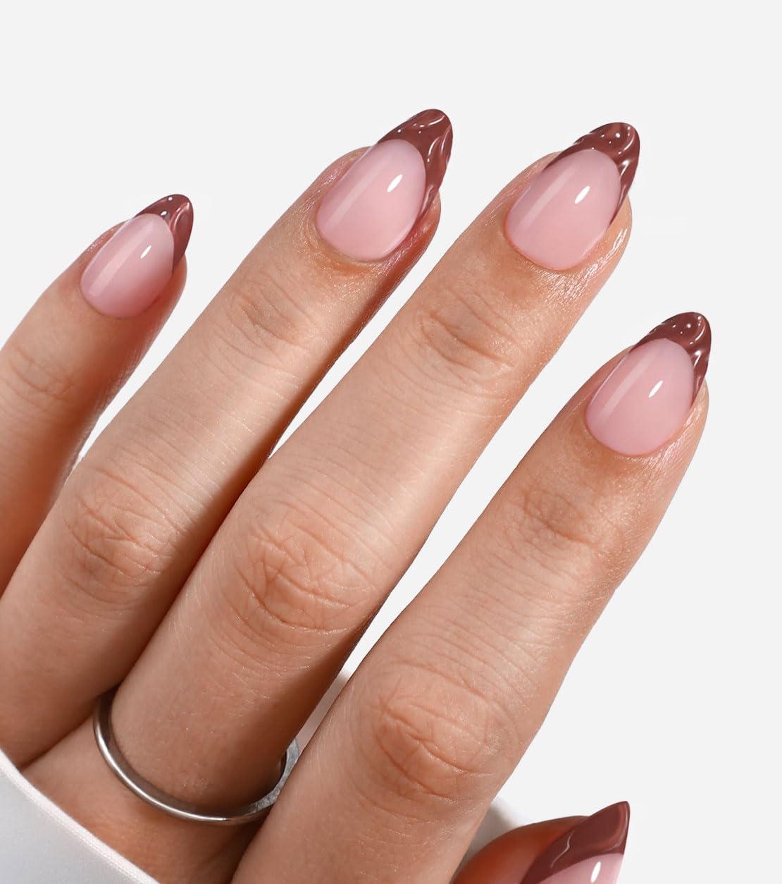 Cow Print French Tip Glossy Short Almond Nails Cow Print French Tip Glossy Short Almond Nails