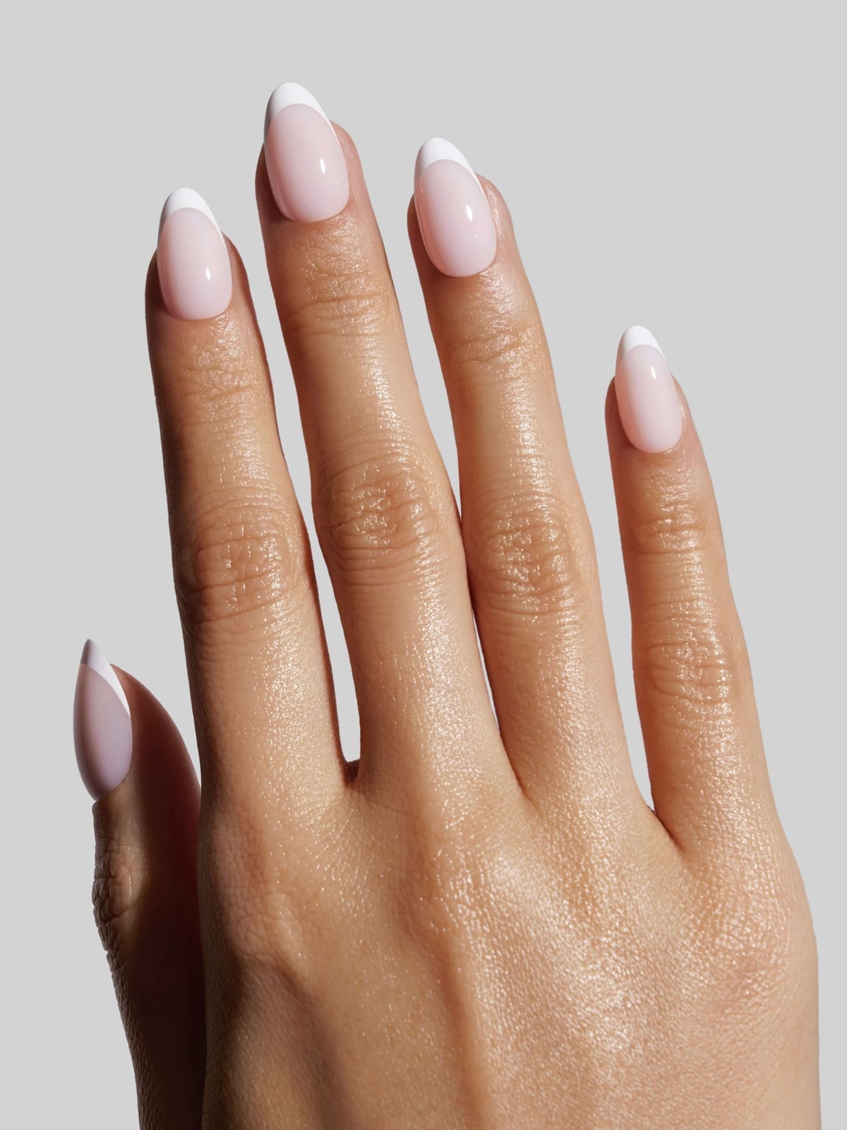 Floral Art Pink Glitter French Tip Short Almond Nails Floral Art Pink Glitter French Tip Short Almond Nails