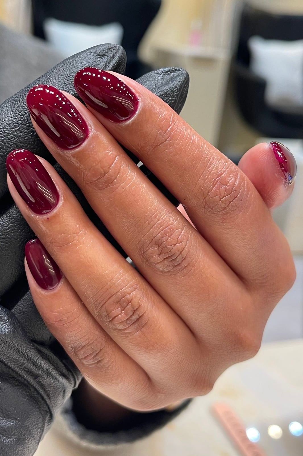 Matte Black Glossy Nude Gold Line Short Almond Nails Matte Black Glossy Nude Gold Line Short Almond Nails