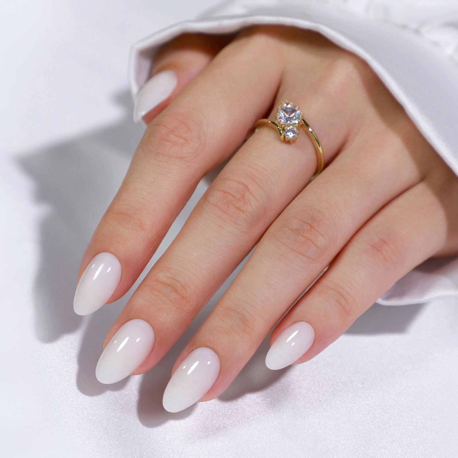Milky White Subtle Ombre Glossy Short Almond Nails Milky White Subtle Ombre Glossy Short Almond Nails