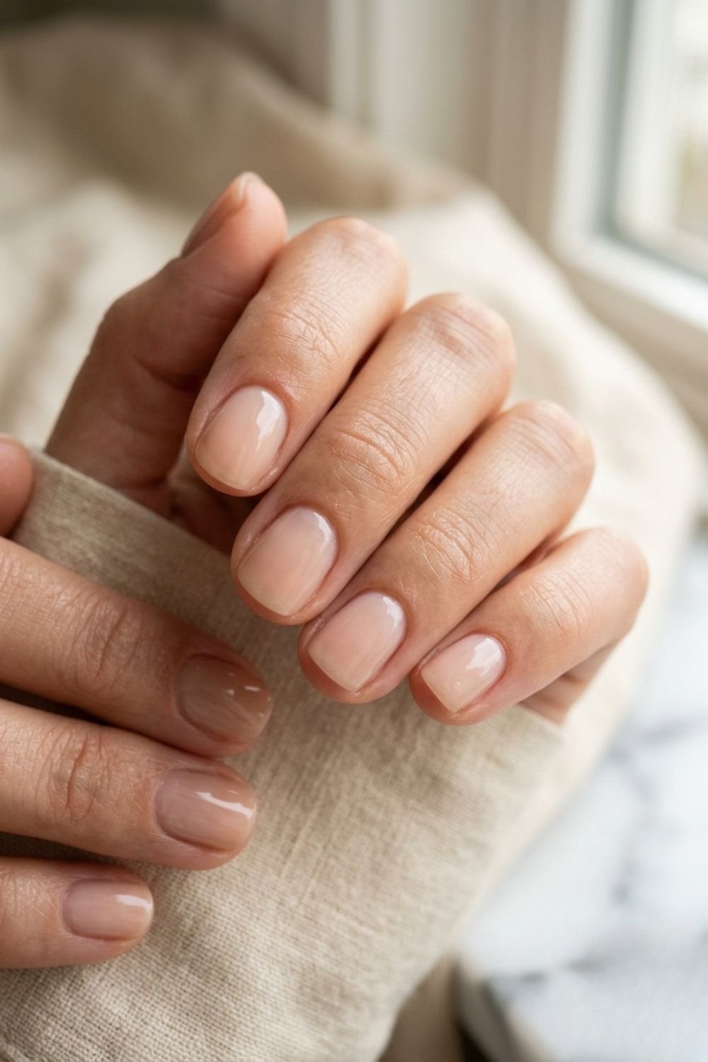 Natural Sheer Nude Beige Short Square Nails — Short Classy Nails