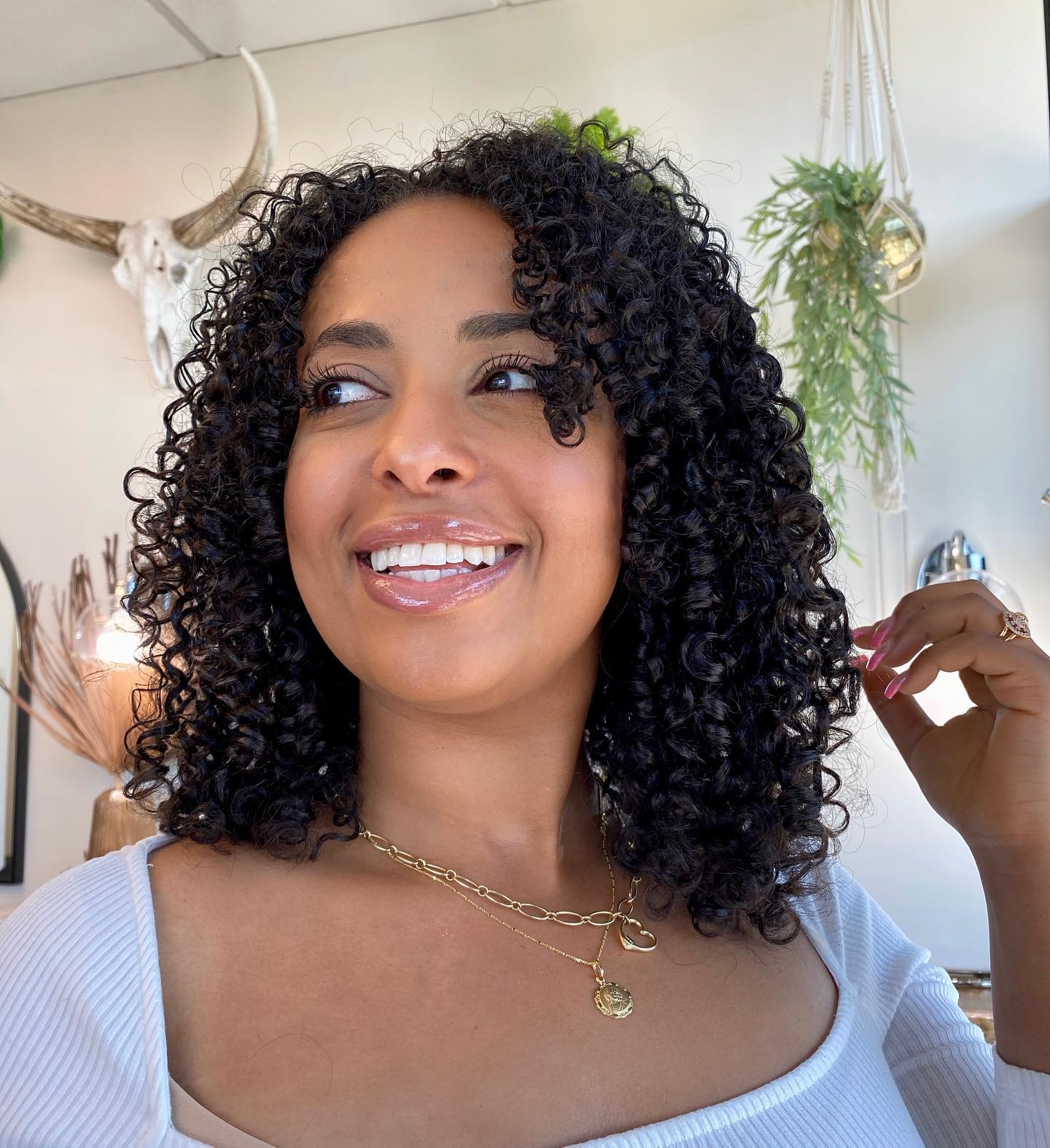 Thick Wavy Lob With Curtain Bangs Thick Wavy Lob With Curtain Bangs — Short Curly Hair
