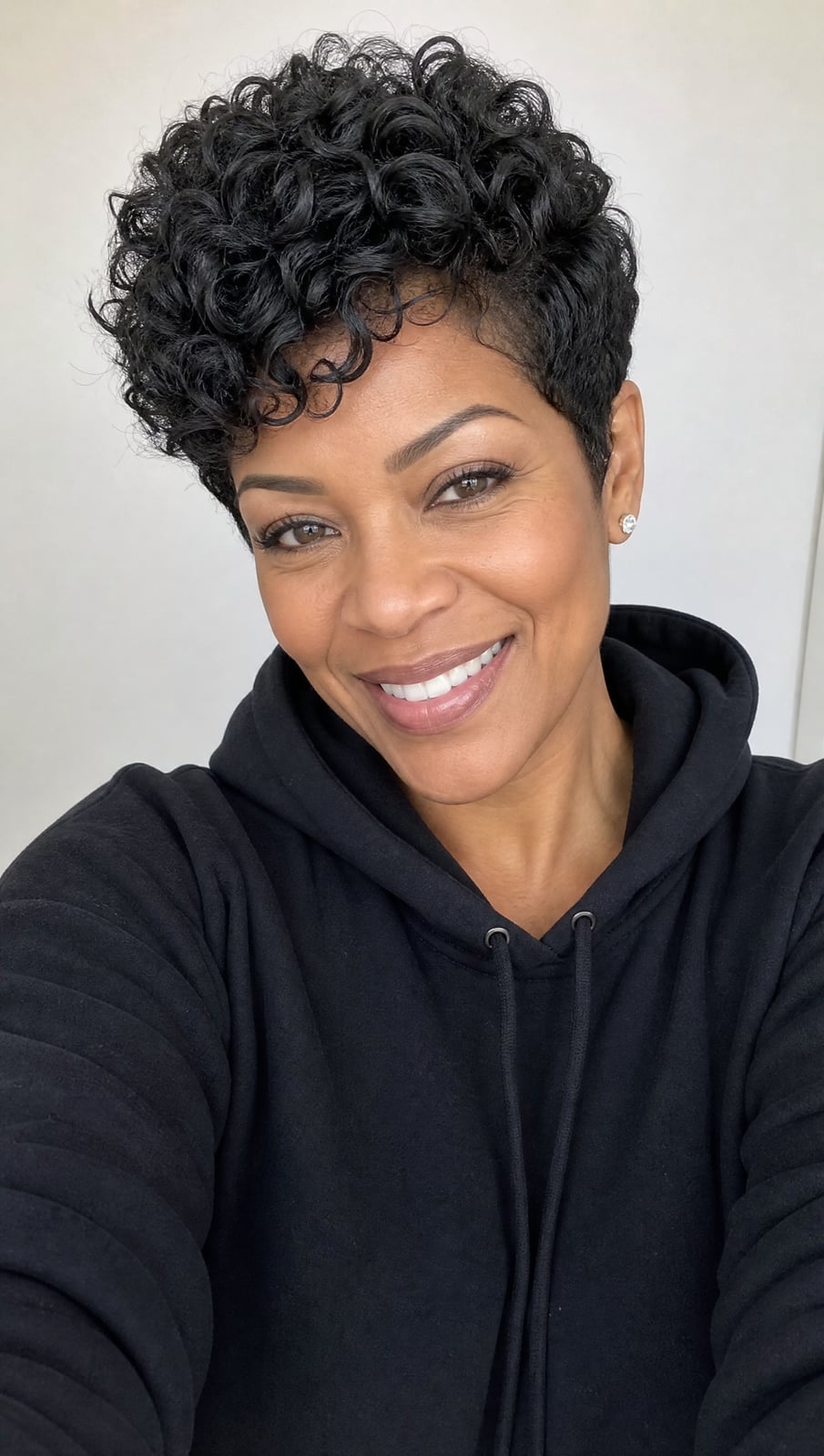 Fine Curly Pixie With Short Bangs Fine Curly Pixie With Short Bangs — Short Curly Hair