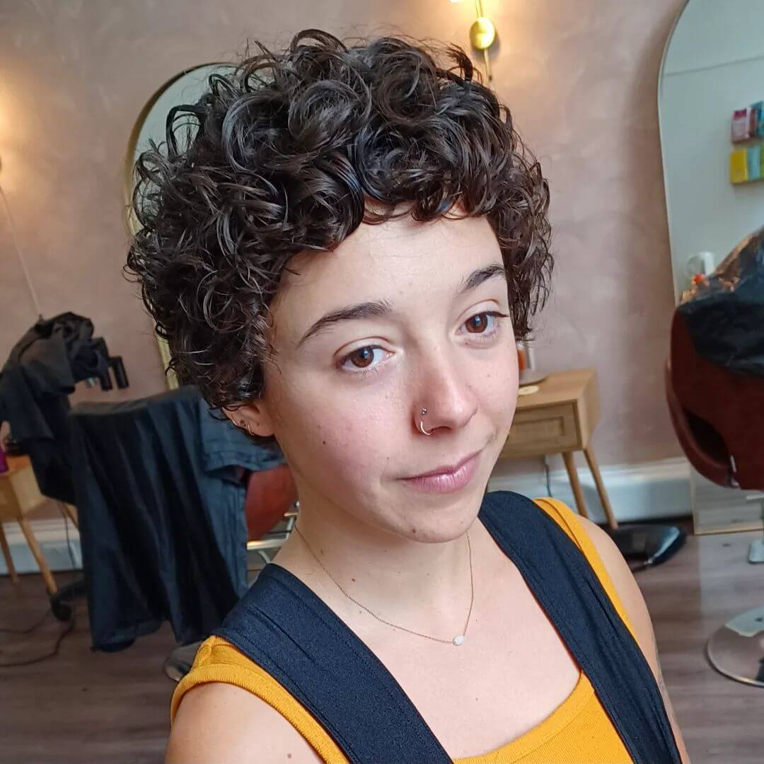 Black Pixie With Short Bangs Black Pixie With Short Bangs — Short Curly Hair