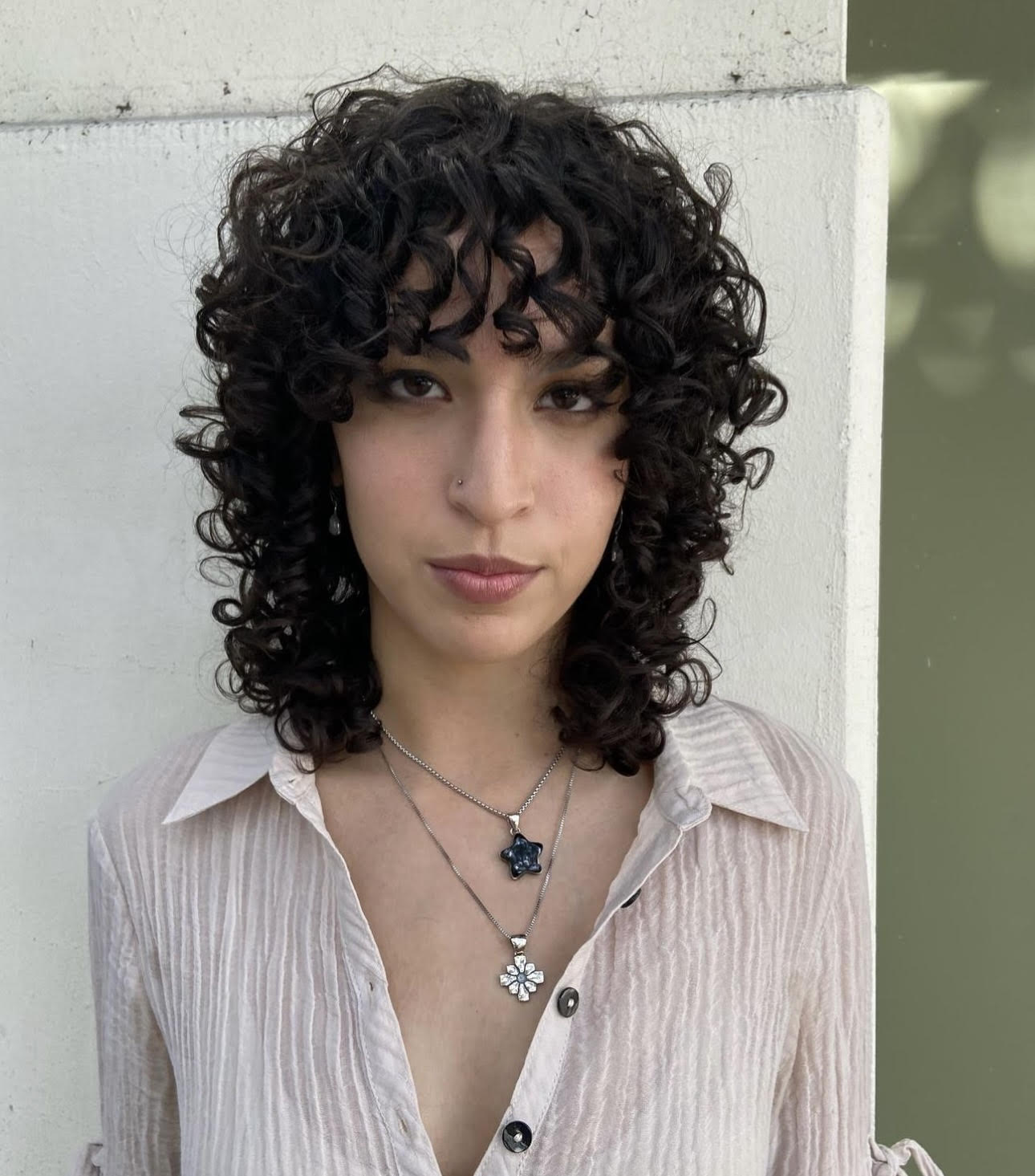 Textured Chin Length Bob With Fringe Textured Chin Length Bob With Fringe — Short Curly Hair