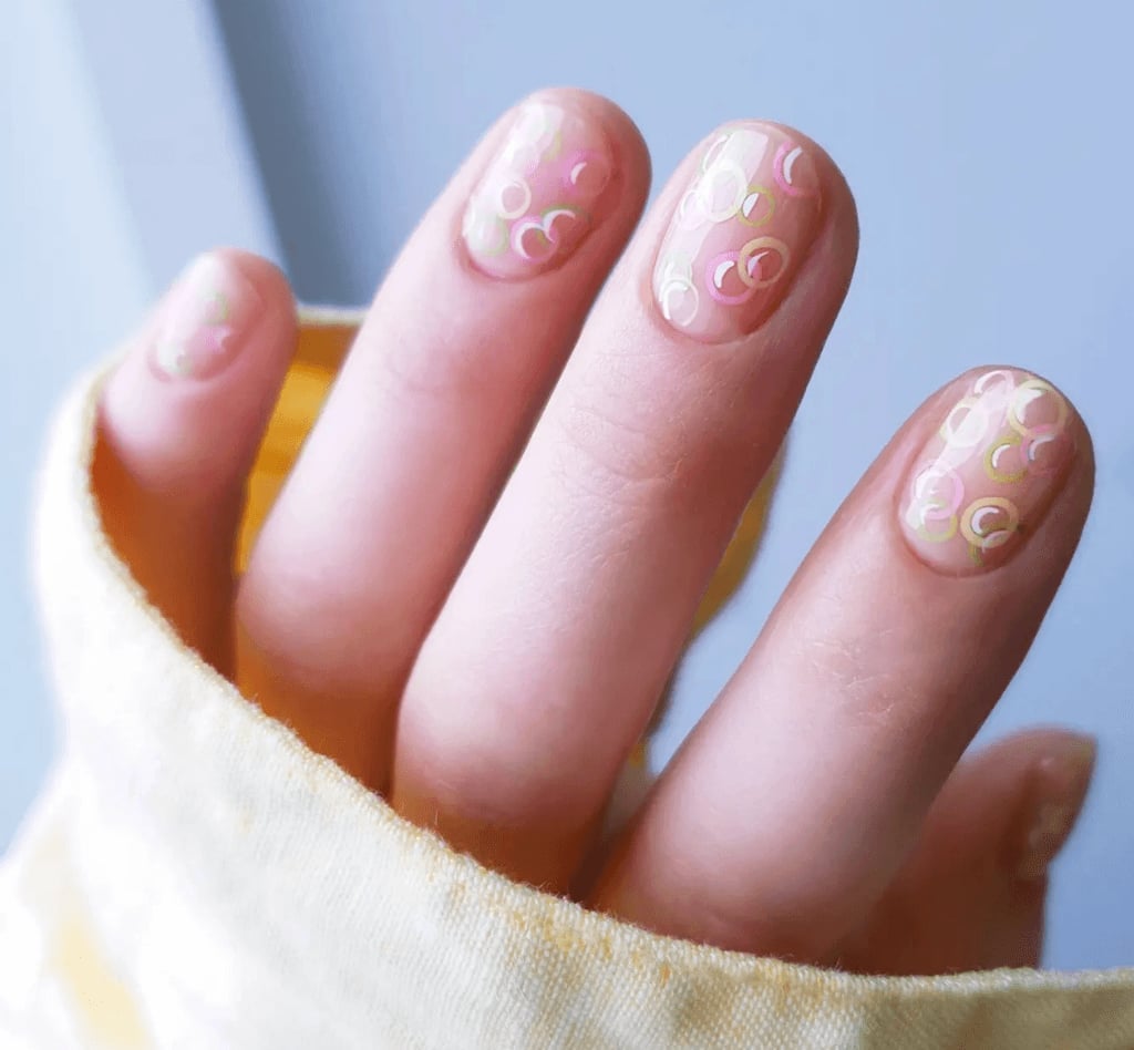 Abstract Pastel Circles On Short Square Nails — Short Cute Nails